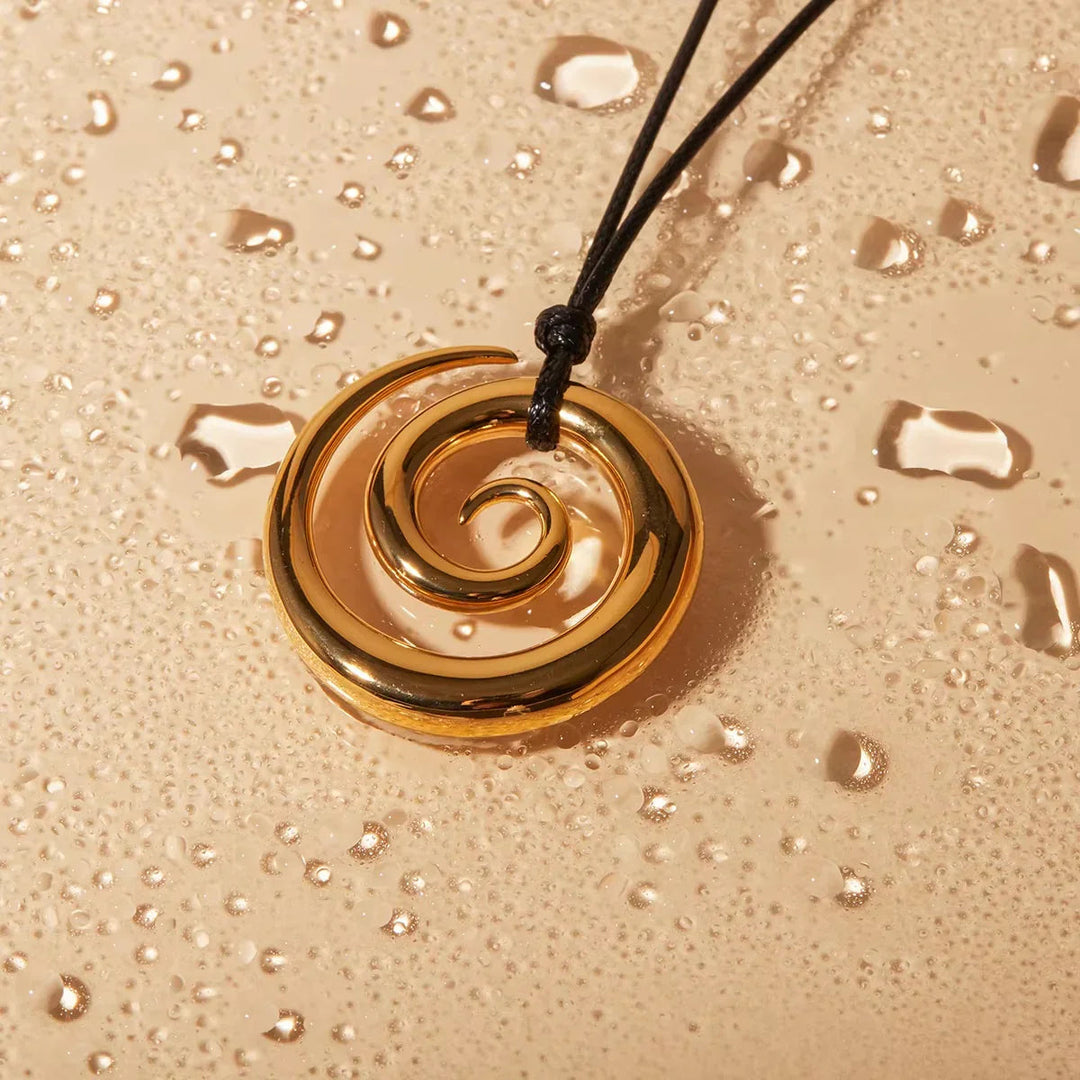 Gold-Plated Spiral Pendant Necklace