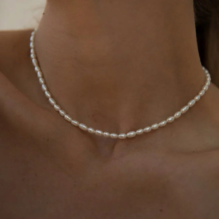 Gold-Plated Faux Pearl Choker Necklace