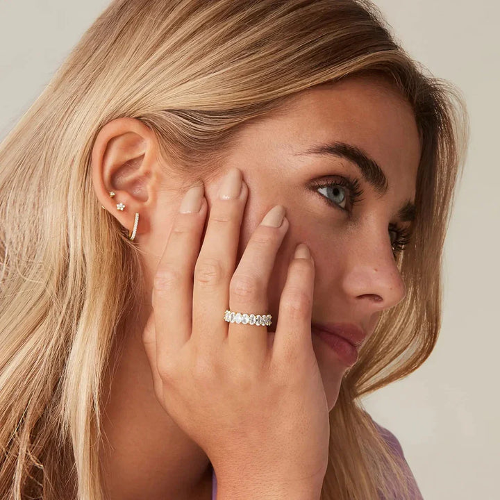 Gold-Plated CZ Eternity Band Ring for Women