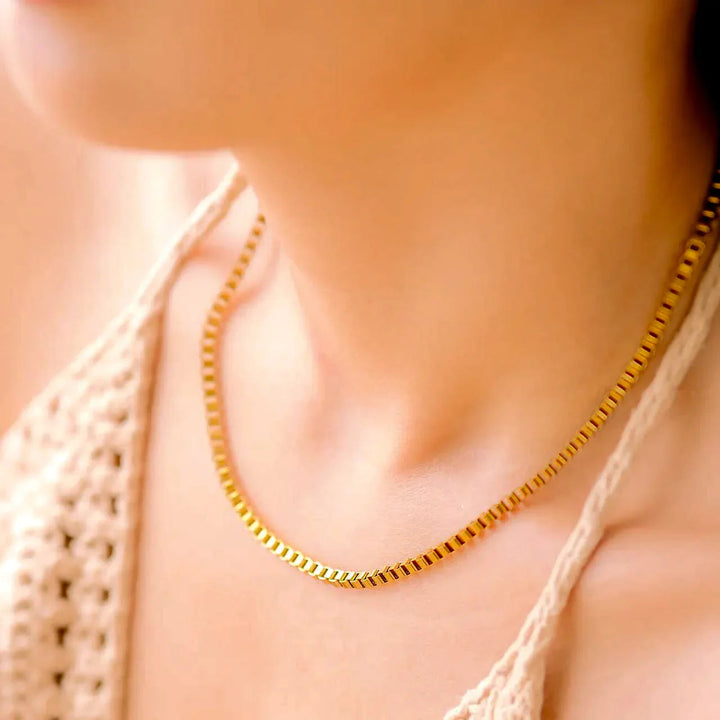Gold-Plated Box Chain Necklace for Women