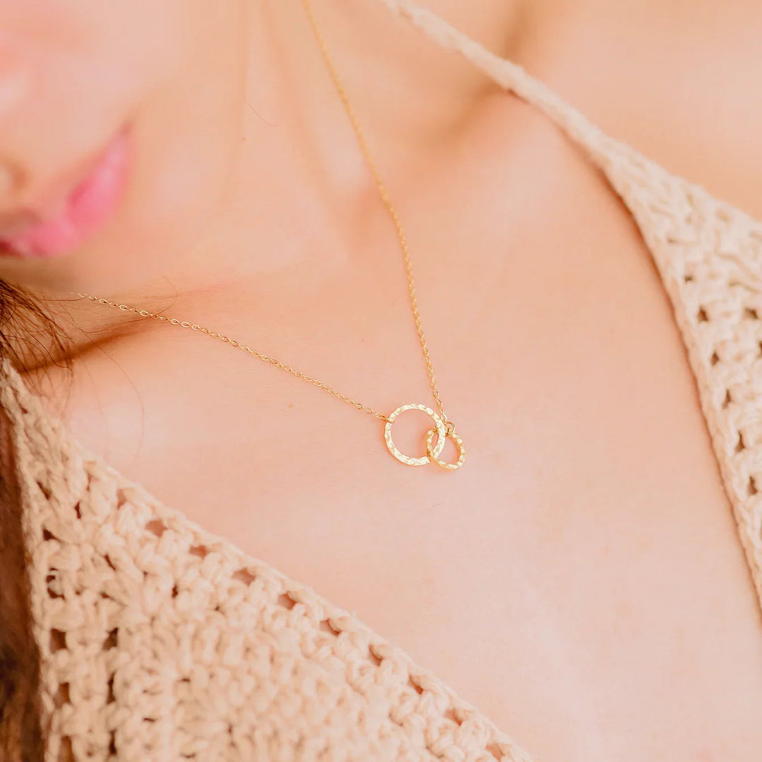 Gold-Tone Interlocking Hoop Pendant Necklace