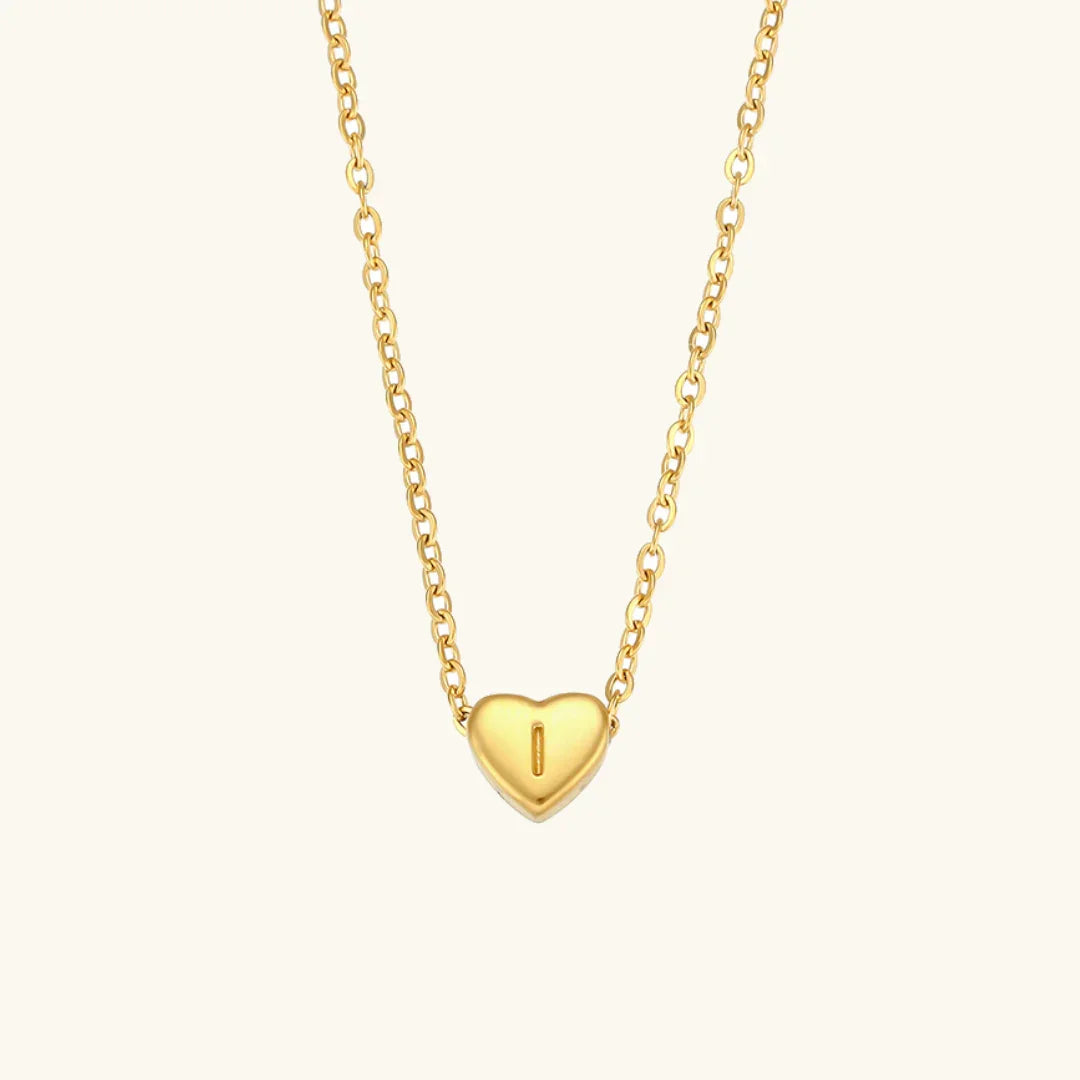 Gold-Plated Heart Initial Necklace