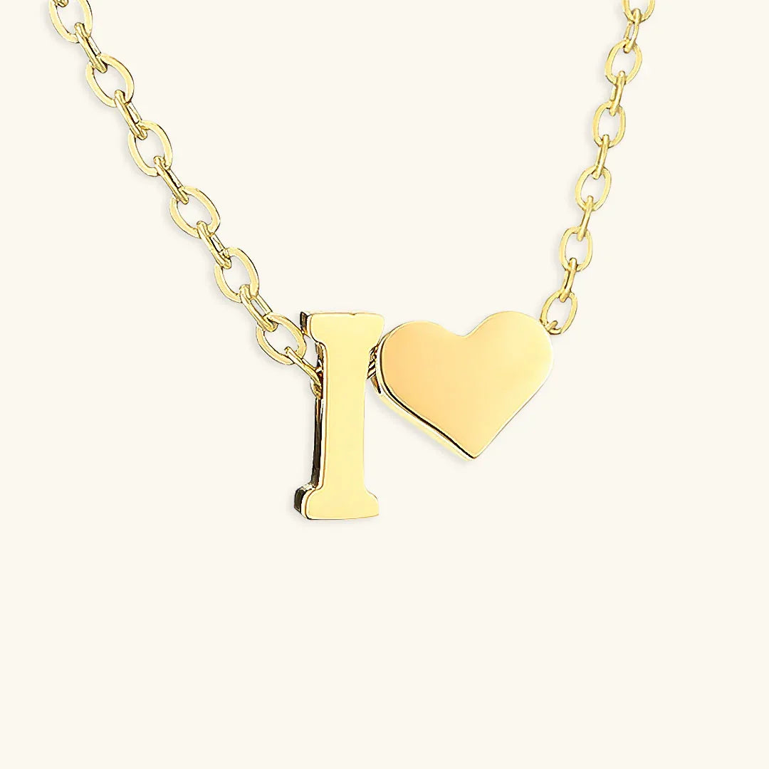 Gold-Plated Initial Heart Pendant Necklace