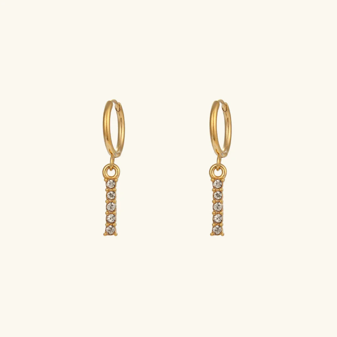 Gold-Plated Initial Letter Earrings with Diamond Simulants