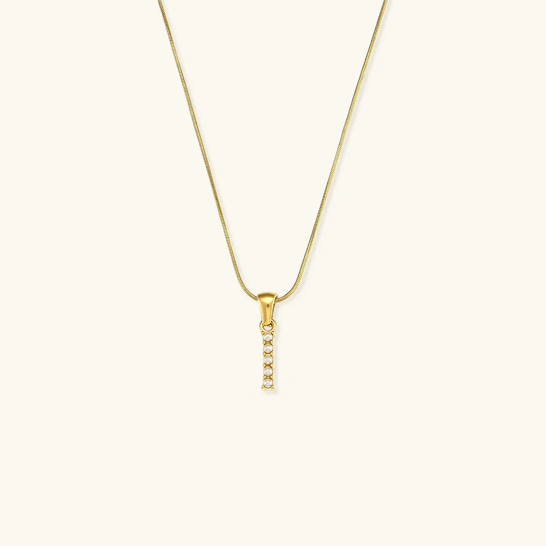 Gold-Plated Initial Letter Necklace with Freshwater Pearls