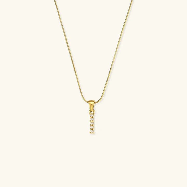 Gold-Plated Initial Letter Necklace with Freshwater Pearls