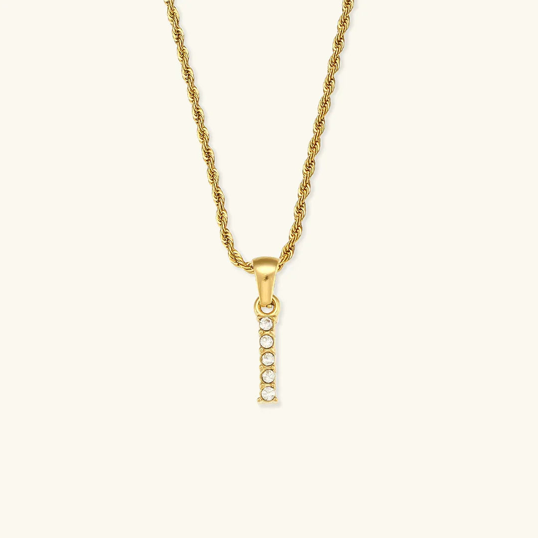 Gold-Plated Initial Pendant Necklace with Diamond Simulants