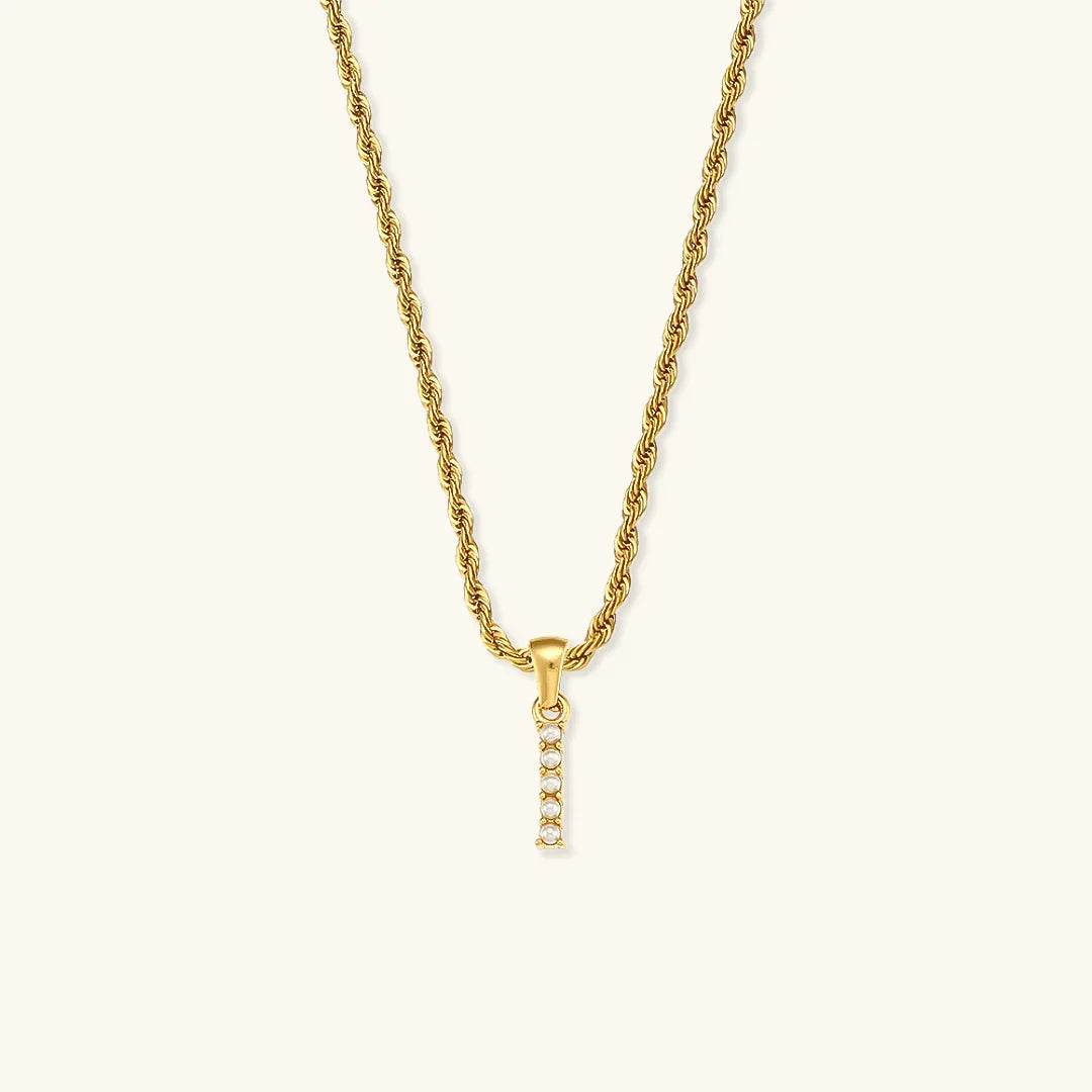 Gold-Plated Initial Letter Necklace with Freshwater Pearls