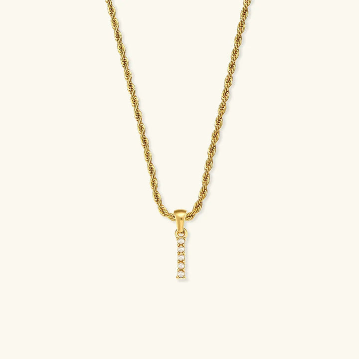 Gold-Plated Initial Letter Necklace with Freshwater Pearls