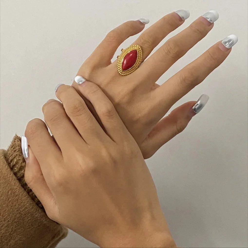 Gold-Plated Crystal Statement Ring for Women