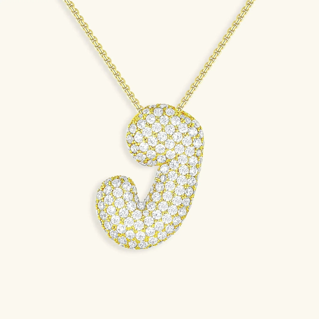 Gold-Plated Bubble Initial Diamond Necklace