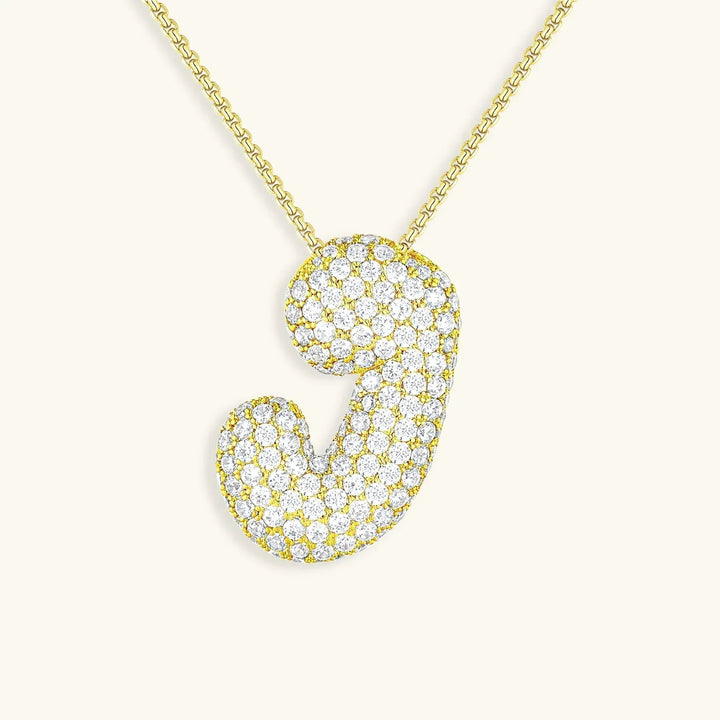 Gold-Plated Bubble Initial Diamond Necklace