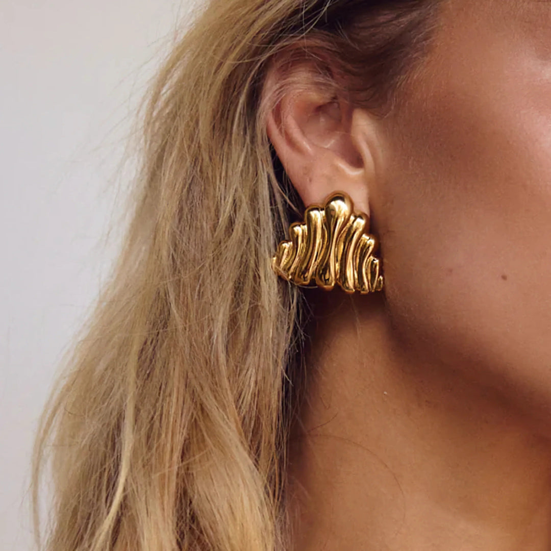 Gold-Plated Ripple Earrings for Women