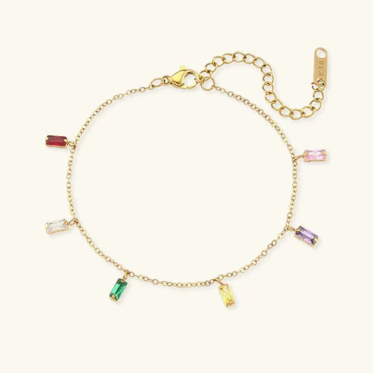 Gold-Plated Crystal Charm Bracelet for Women