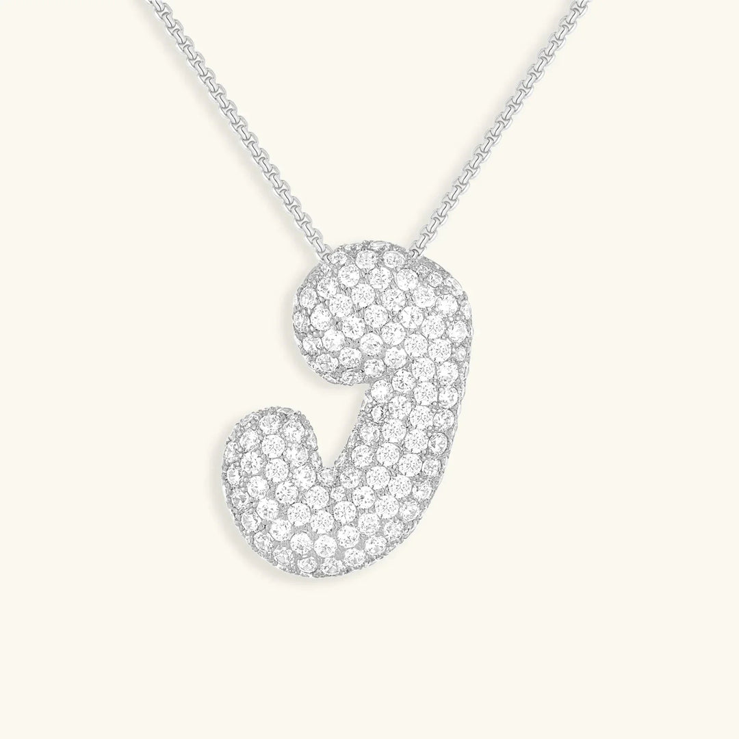 Gold-Plated Bubble Initial Diamond Necklace