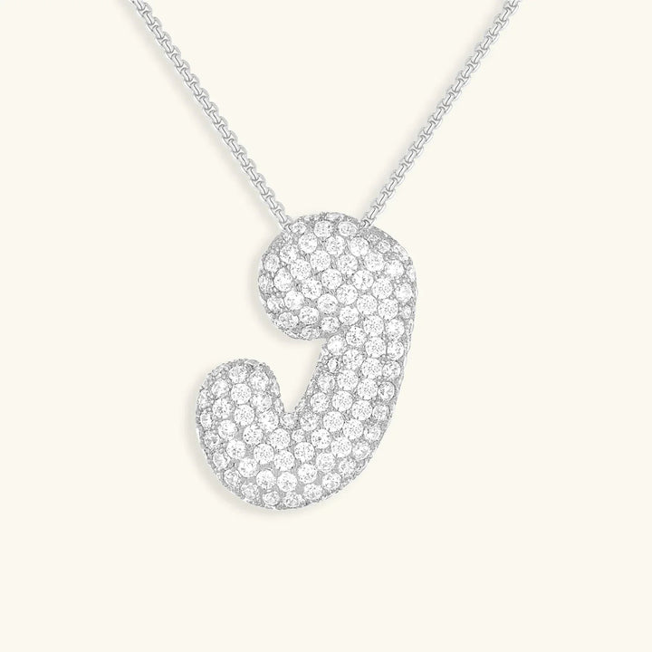 Gold-Plated Bubble Initial Diamond Necklace