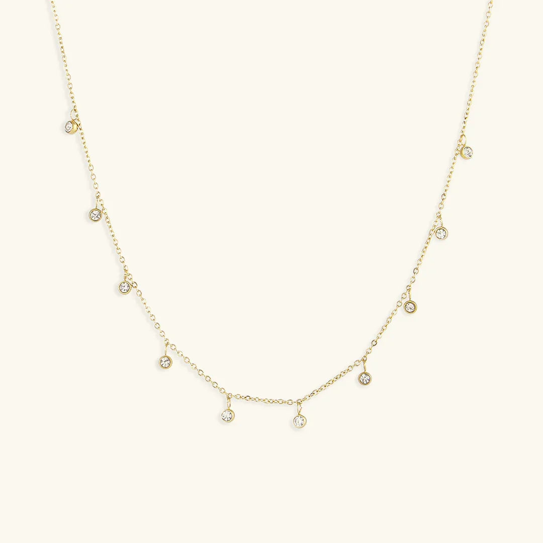 Gold-Plated CZ Station Necklace for Women