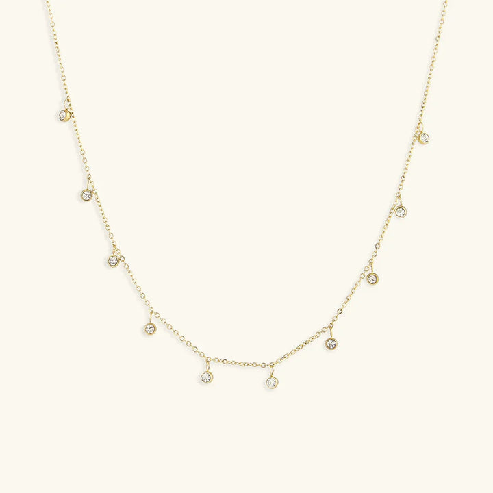 Gold-Plated CZ Station Necklace for Women