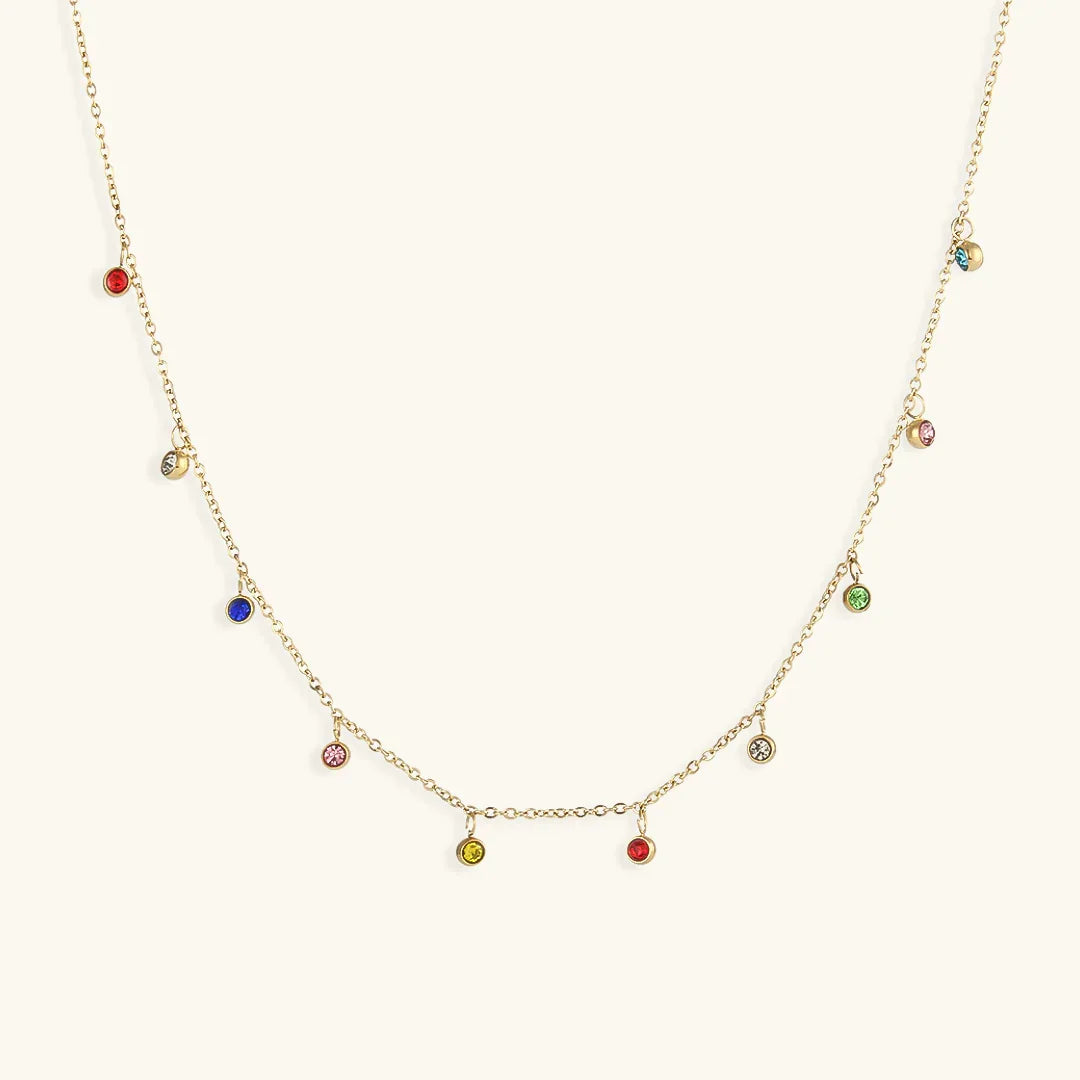 Gold-Plated CZ Station Necklace for Women