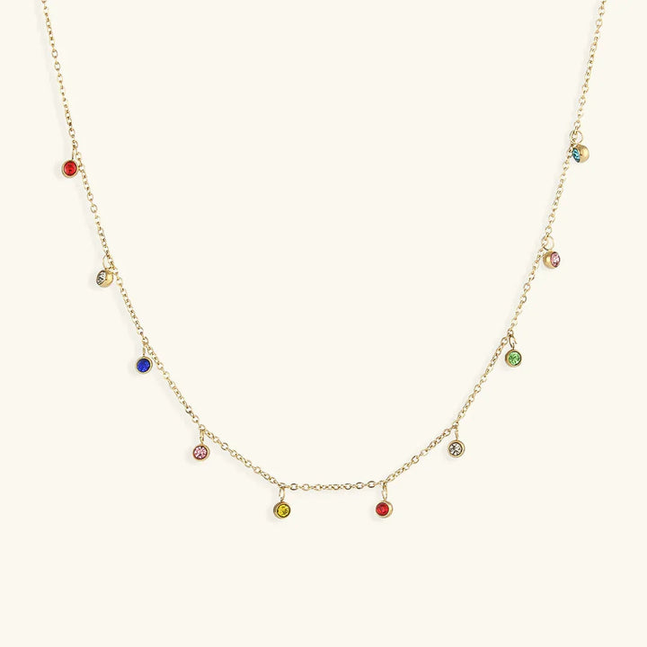 Gold-Plated CZ Station Necklace for Women