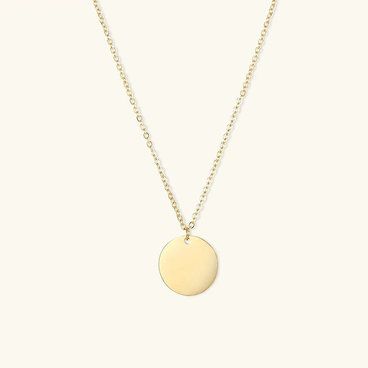 Gold-Plated Pendant Necklace Women Round Disc