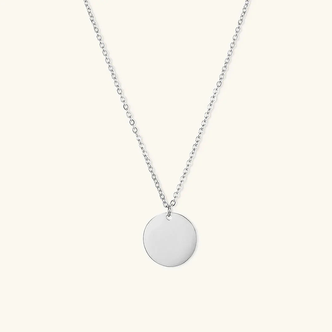Gold-Plated Pendant Necklace Women Round Disc