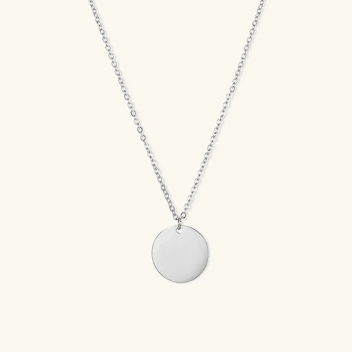 Gold-Plated Pendant Necklace Women Round Disc