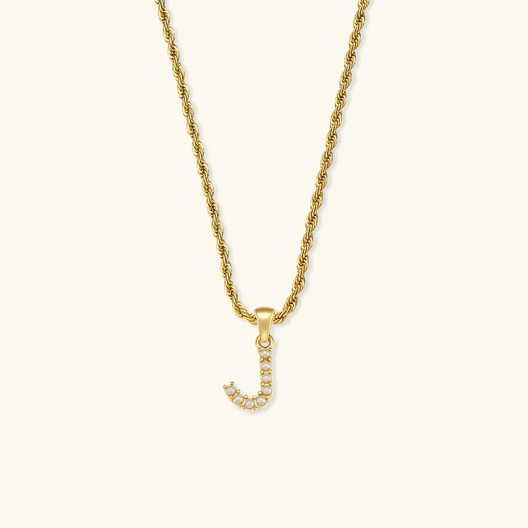 Gold-Plated Initial Letter Necklace with Freshwater Pearls