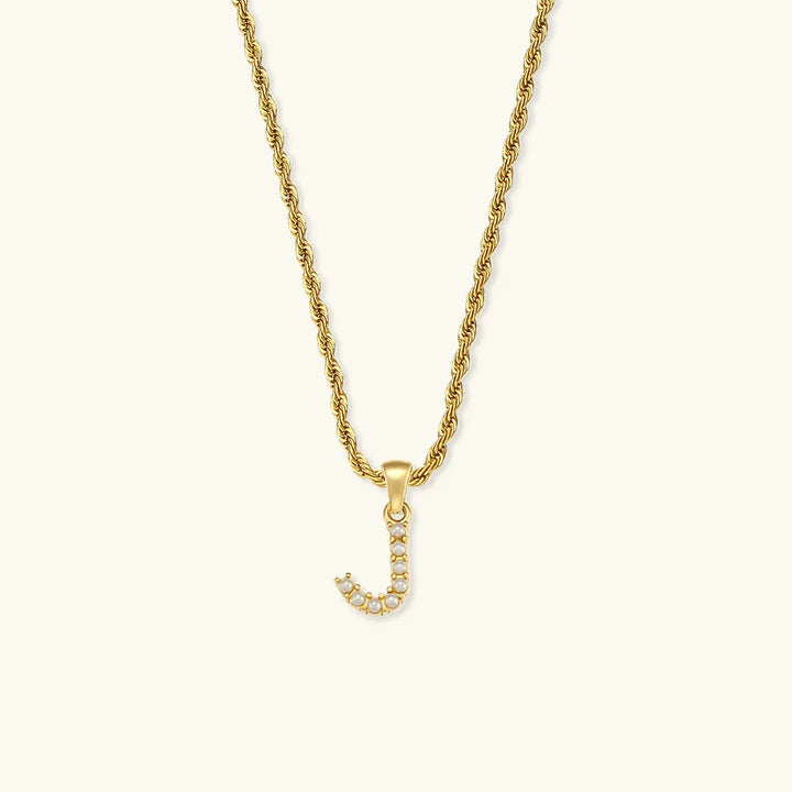 Gold-Plated Initial Letter Necklace with Freshwater Pearls