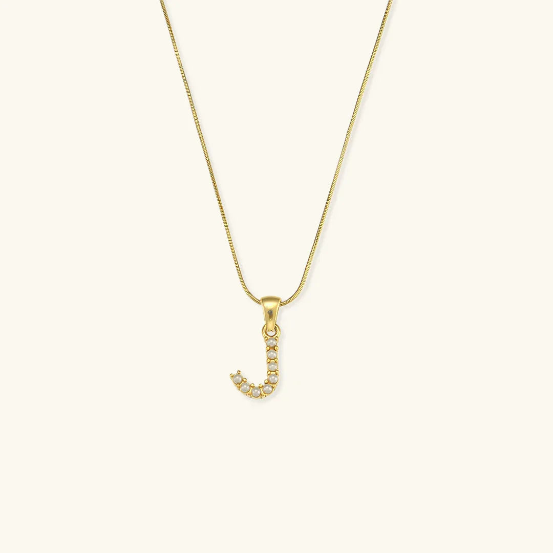 Gold-Plated Initial Letter Necklace with Freshwater Pearls