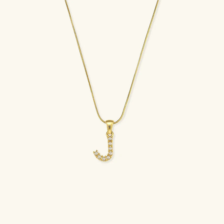 Gold-Plated Initial Letter Necklace with Freshwater Pearls