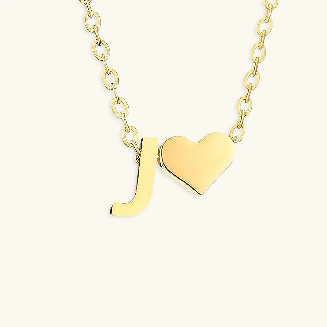 Gold-Plated Initial Heart Pendant Necklace