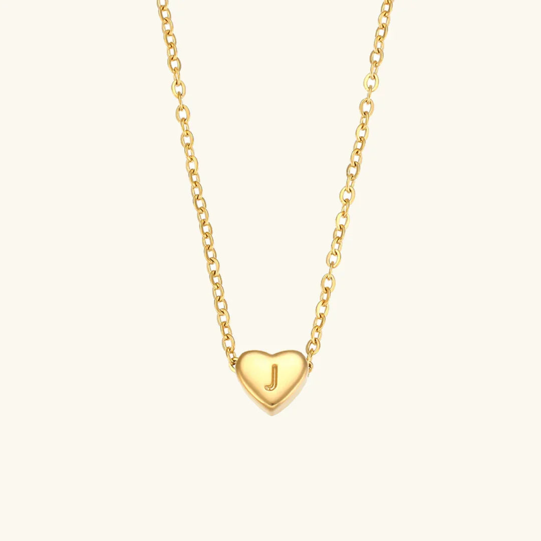Gold-Plated Heart Initial Necklace