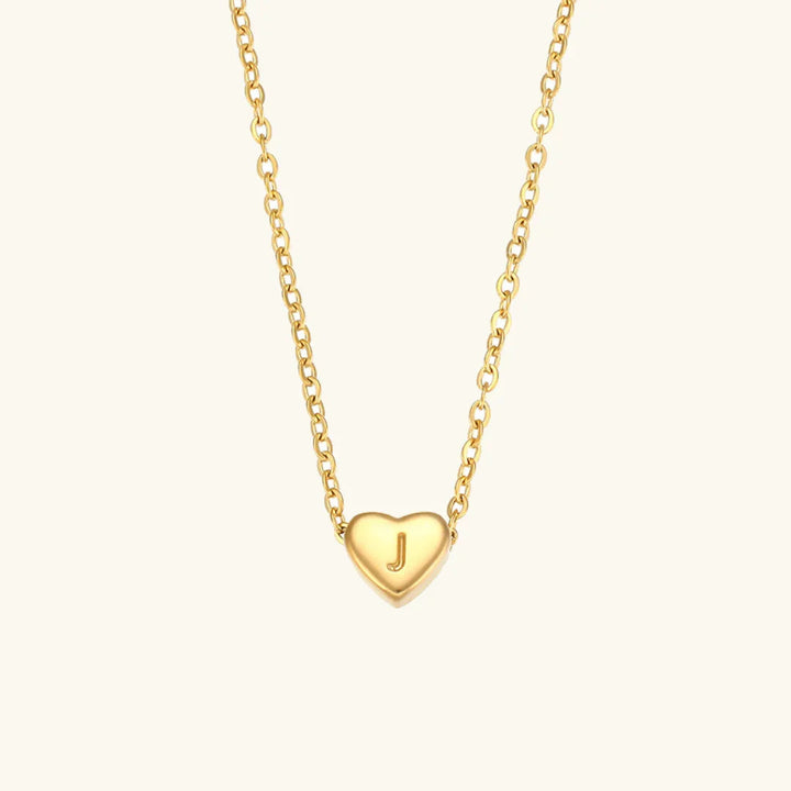 Gold-Plated Heart Initial Necklace