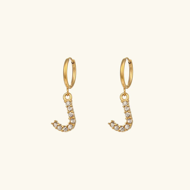 Gold-Plated Initial Letter Earrings with Diamond Simulants