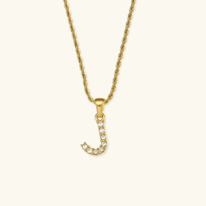 Gold-Plated Initial Pendant Necklace with Diamond Simulants