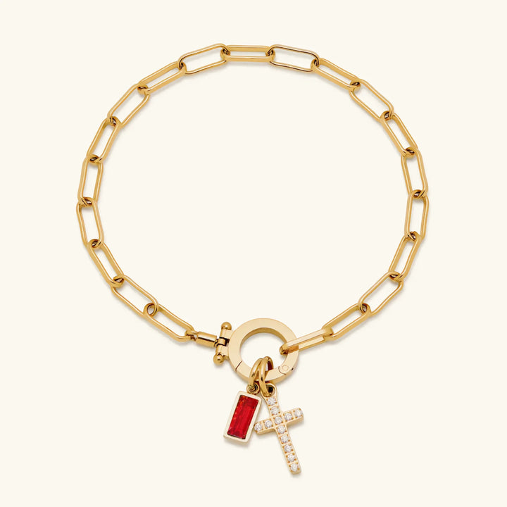 Gold-Plated Crystal Cross Bracelet