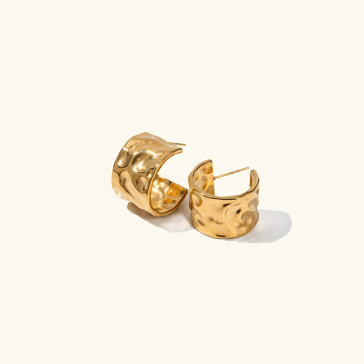 Gold-Plated Asymmetric Hoop Earrings with Waterproof Stainless Steel