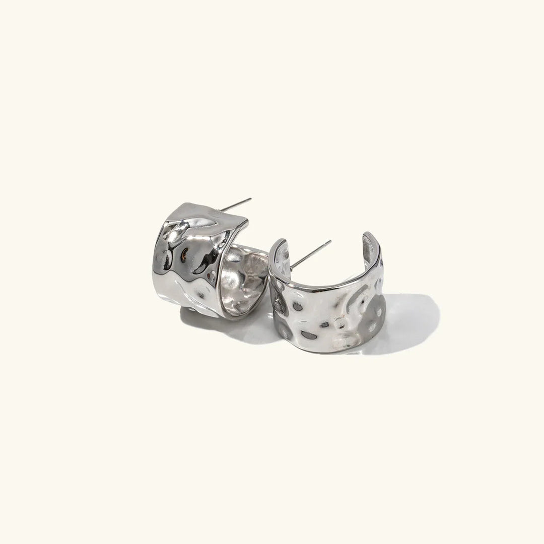 Gold-Plated Asymmetric Hoop Earrings with Waterproof Stainless Steel