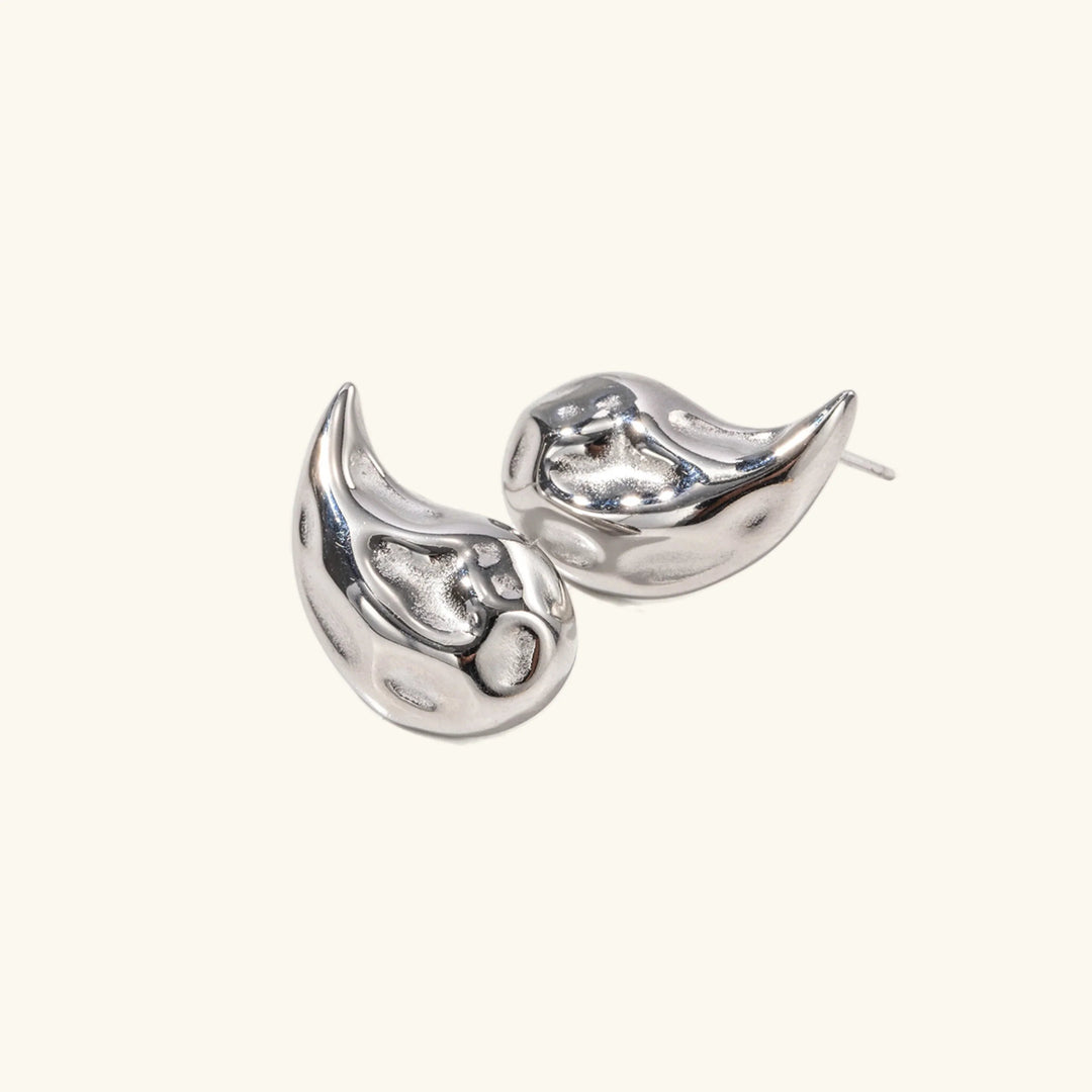 Gold-Plated Hammered Teardrop Earrings