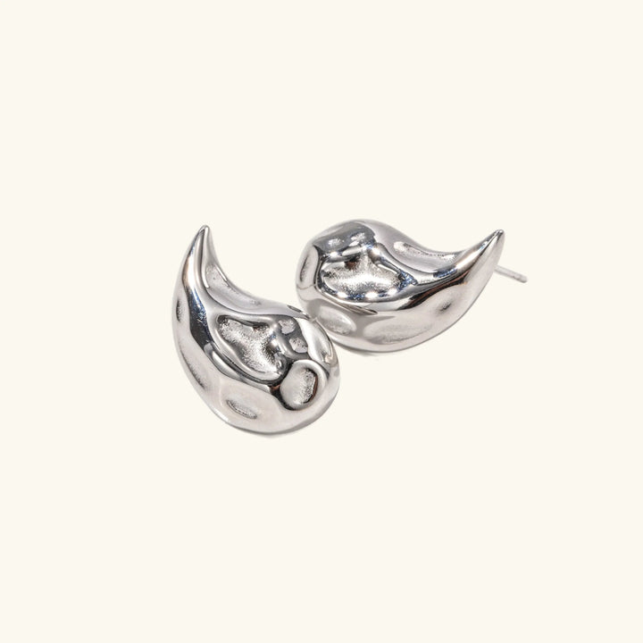 Gold-Plated Hammered Teardrop Earrings