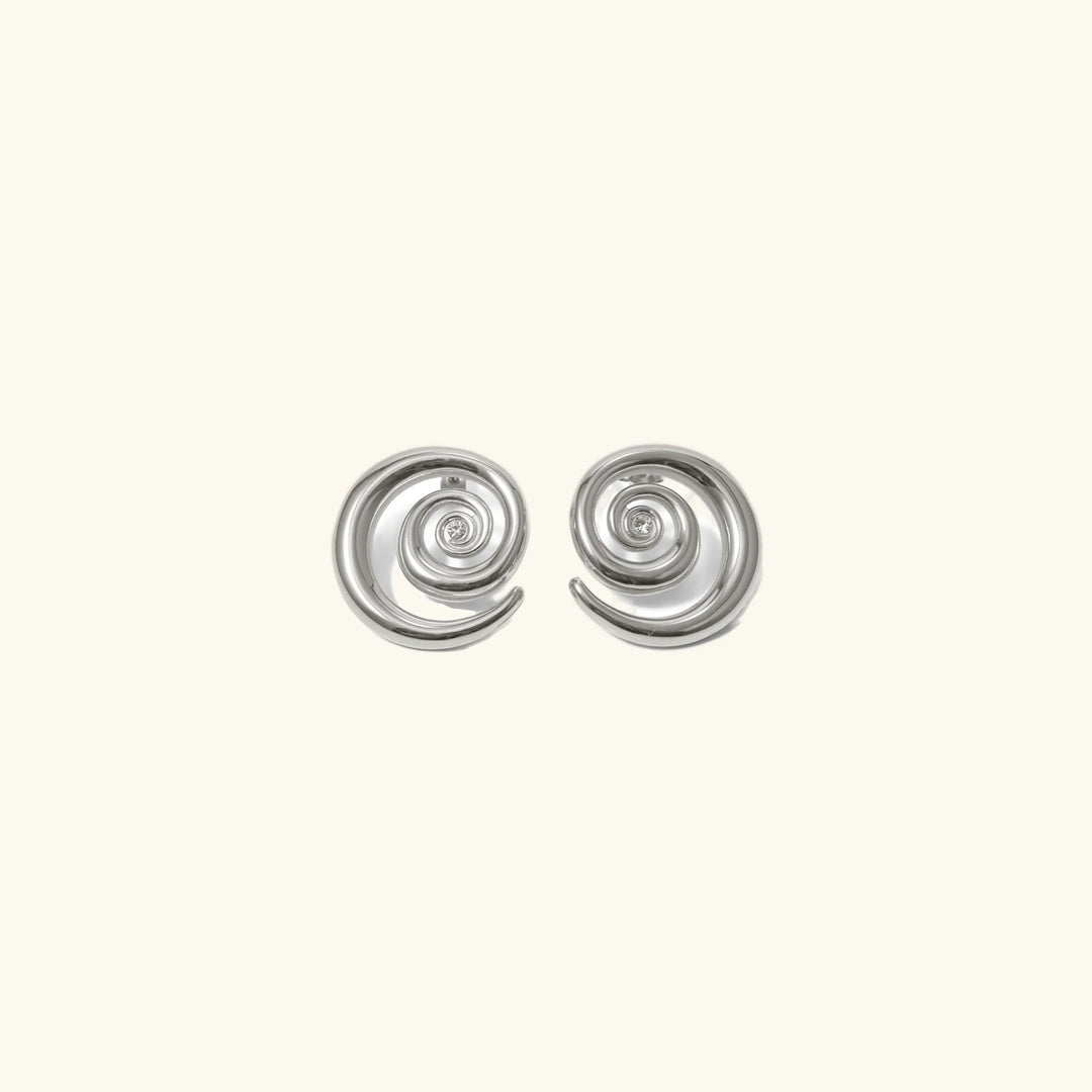 Gold-Plated Spiral Earrings with CZ Diamond Simulants