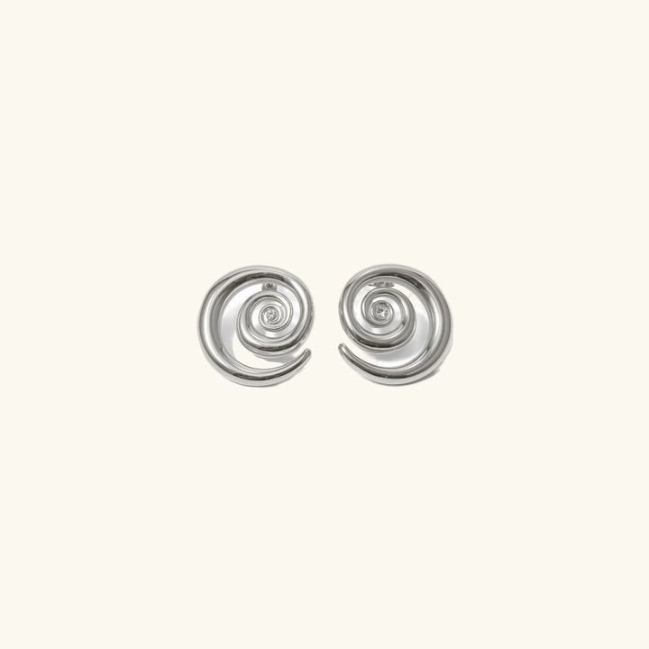 Gold-Plated Spiral Earrings with CZ Diamond Simulants