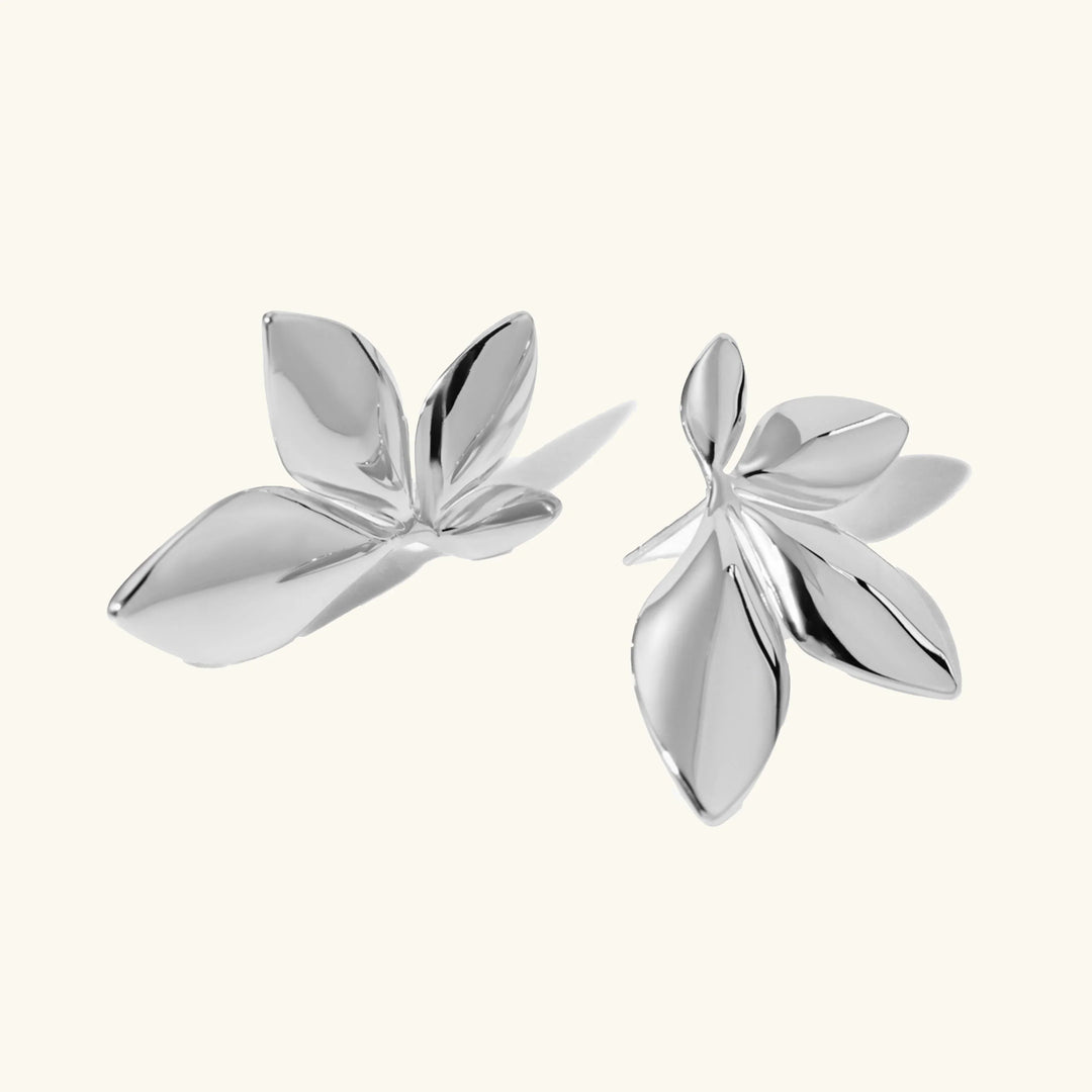 Gold Plated Statement Petal Stud Earrings