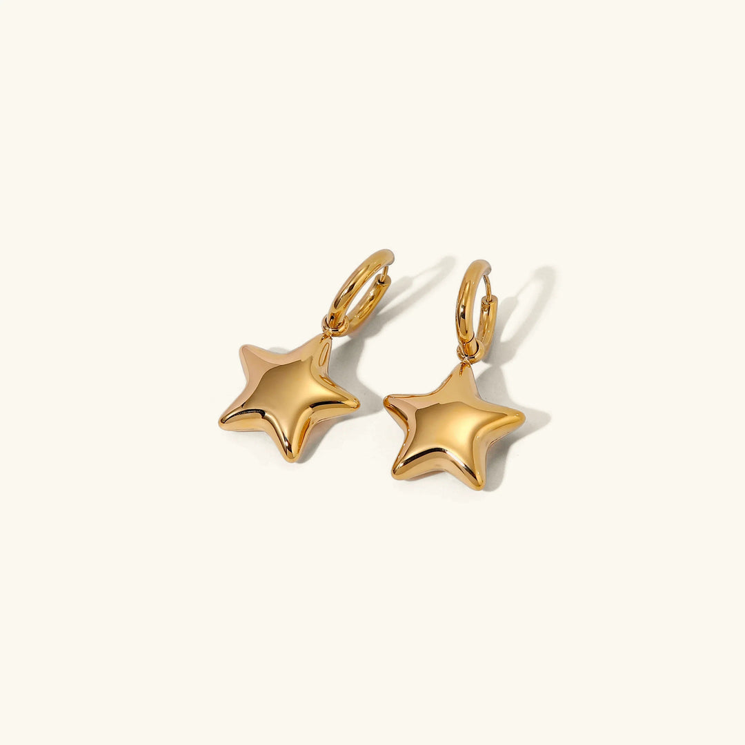 Gold-Plated Star-Shaped Hoop Earrings