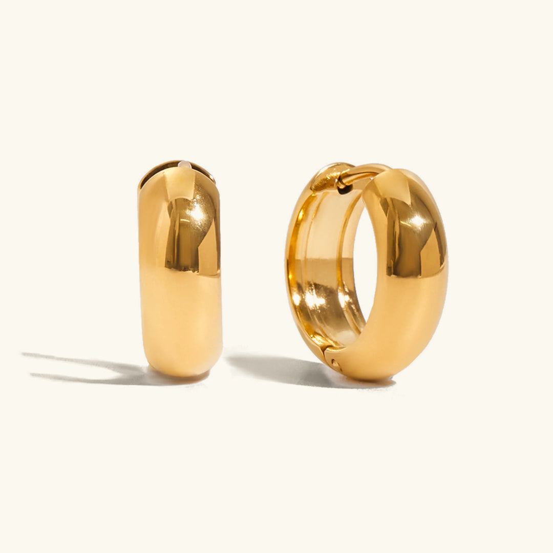Gold Plated Stainless Steel Hoop Earrings 3 Piece Set for Women