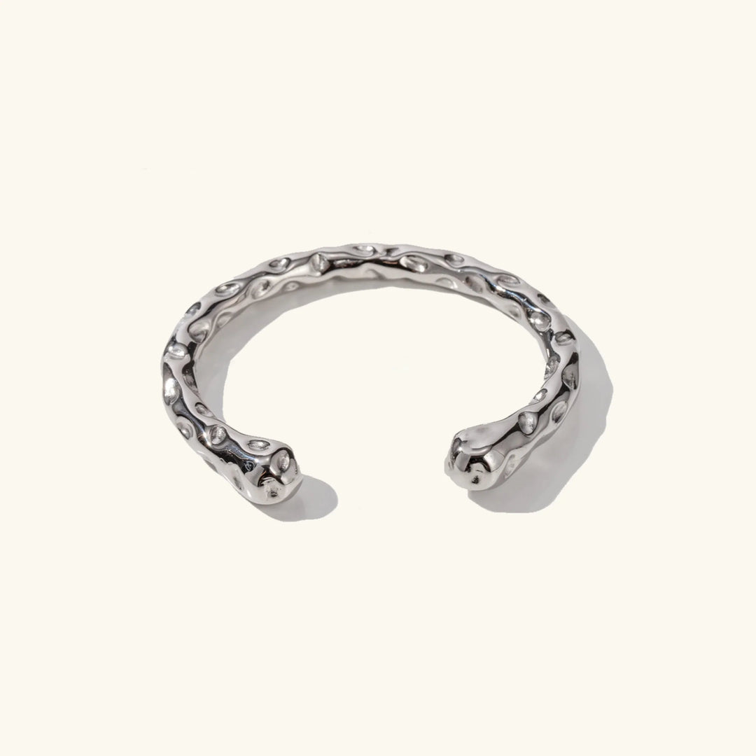 Gold-Plated Hammered Cuff Bracelet and Classic Design