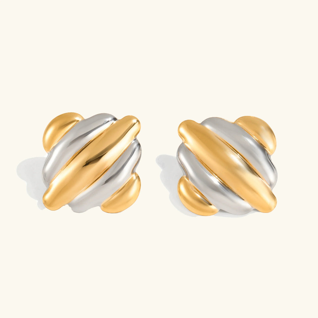 Gold-Plated Rippled Stud Earrings