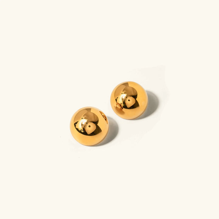 Gold-Plated Chunky Round Stud Earrings