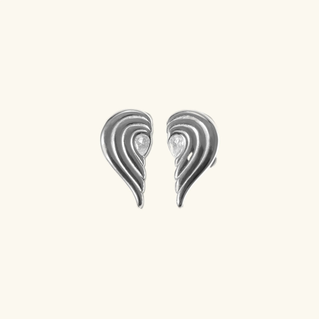 Gold-Plated Heart-Shaped Earrings with Diamond Simulants